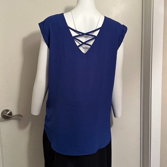 New! Blue BLACK TAPE blouse - Picture 3 of 4